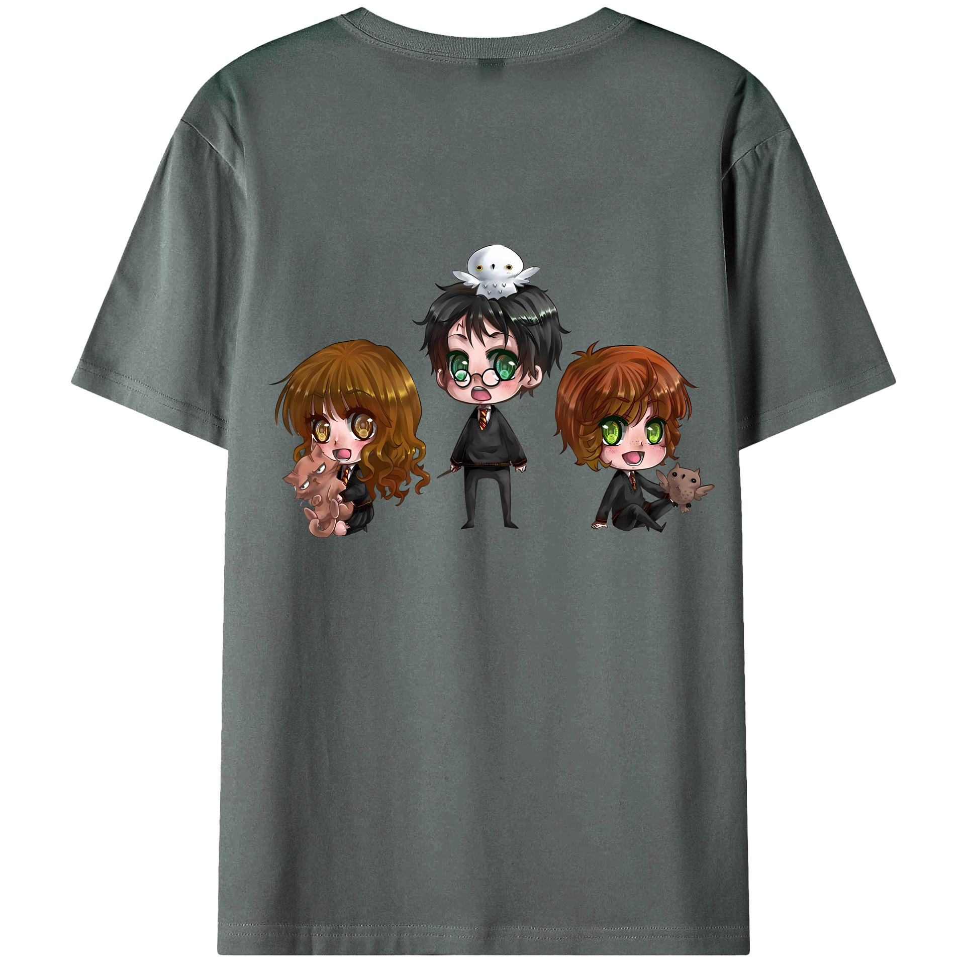 （画像用） Harry Potter ハリー・ポッターシリーズ 綿100％ メンズ半袖Tシャツ（バックプリント） 通気性